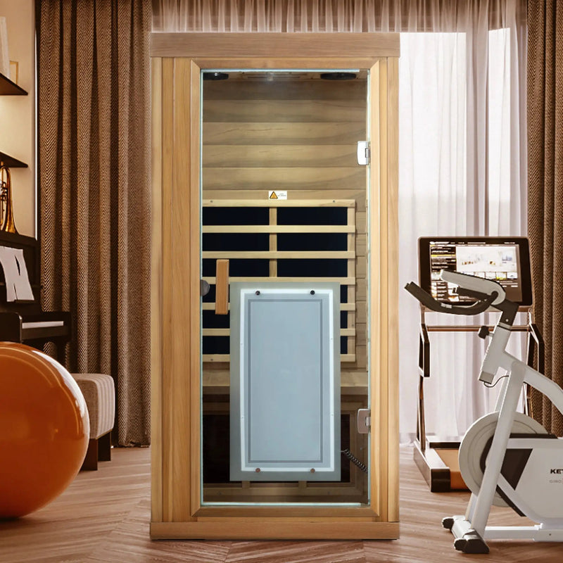 One person Far infrared red cedar standard indoor sauna room (Front & Rear & Left & Right) by HouseOfZazla