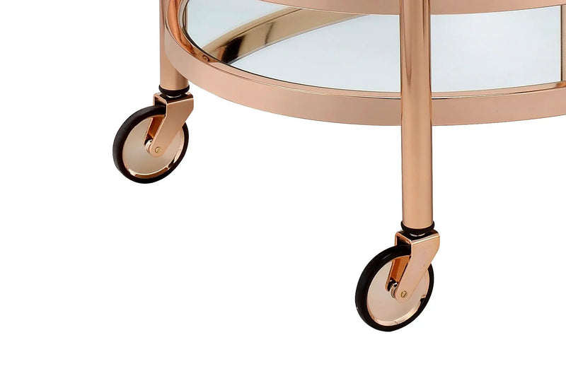 Lakelyn Clear Glass & Rose Gold Finish Serving Cart by HouseOfZazla