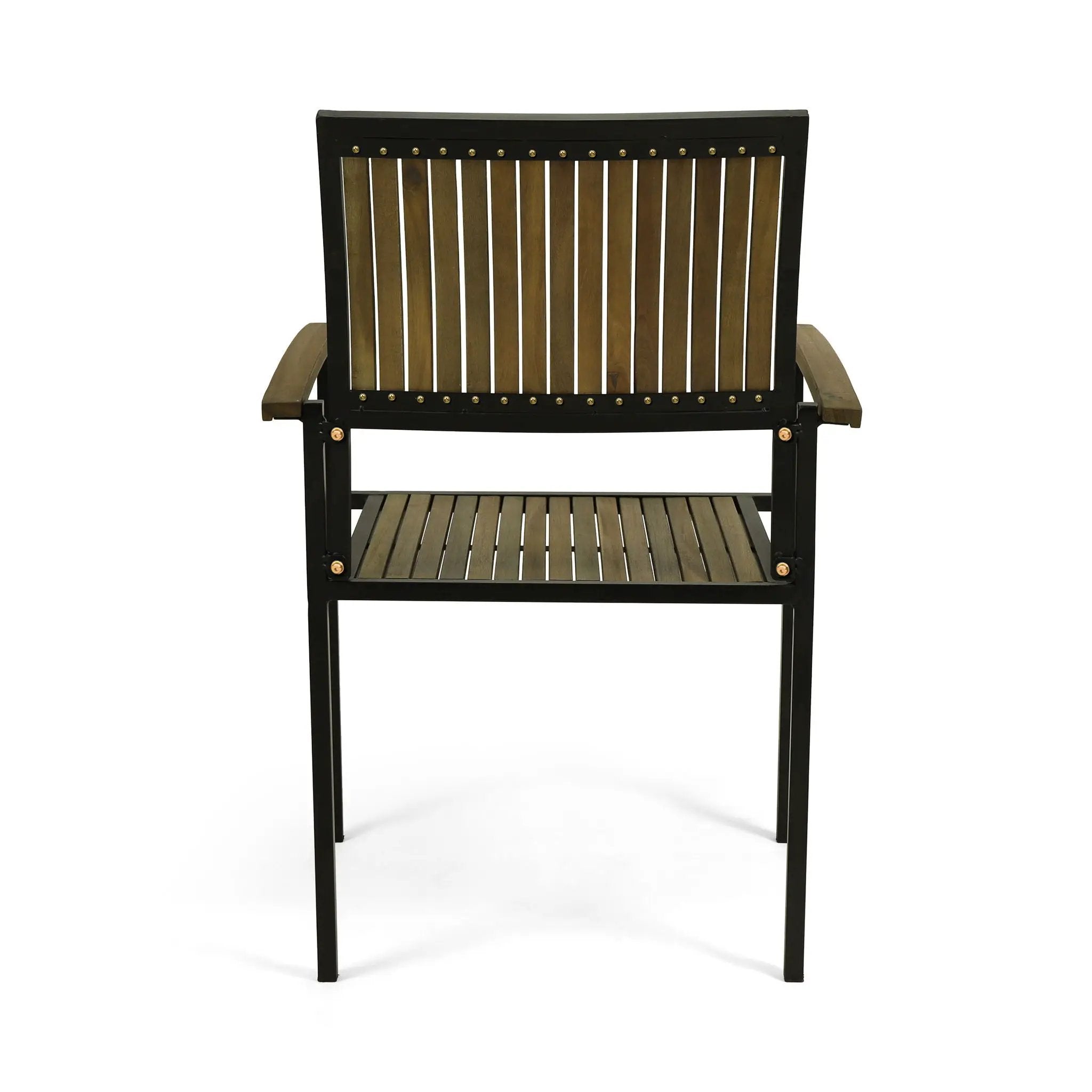 Vermilion Outdoor Dining Chair With Vertical Slat And Wooden Arm by HouseOfZazla