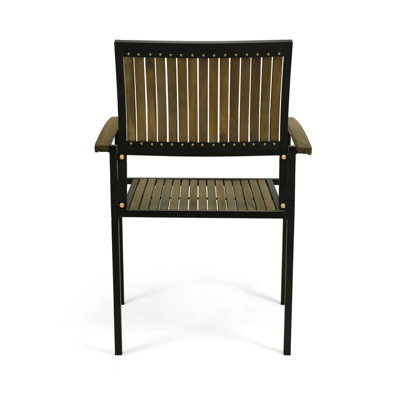 Vermilion Outdoor Dining Chair With Vertical Slat And Wooden Arm by HouseOfZazla