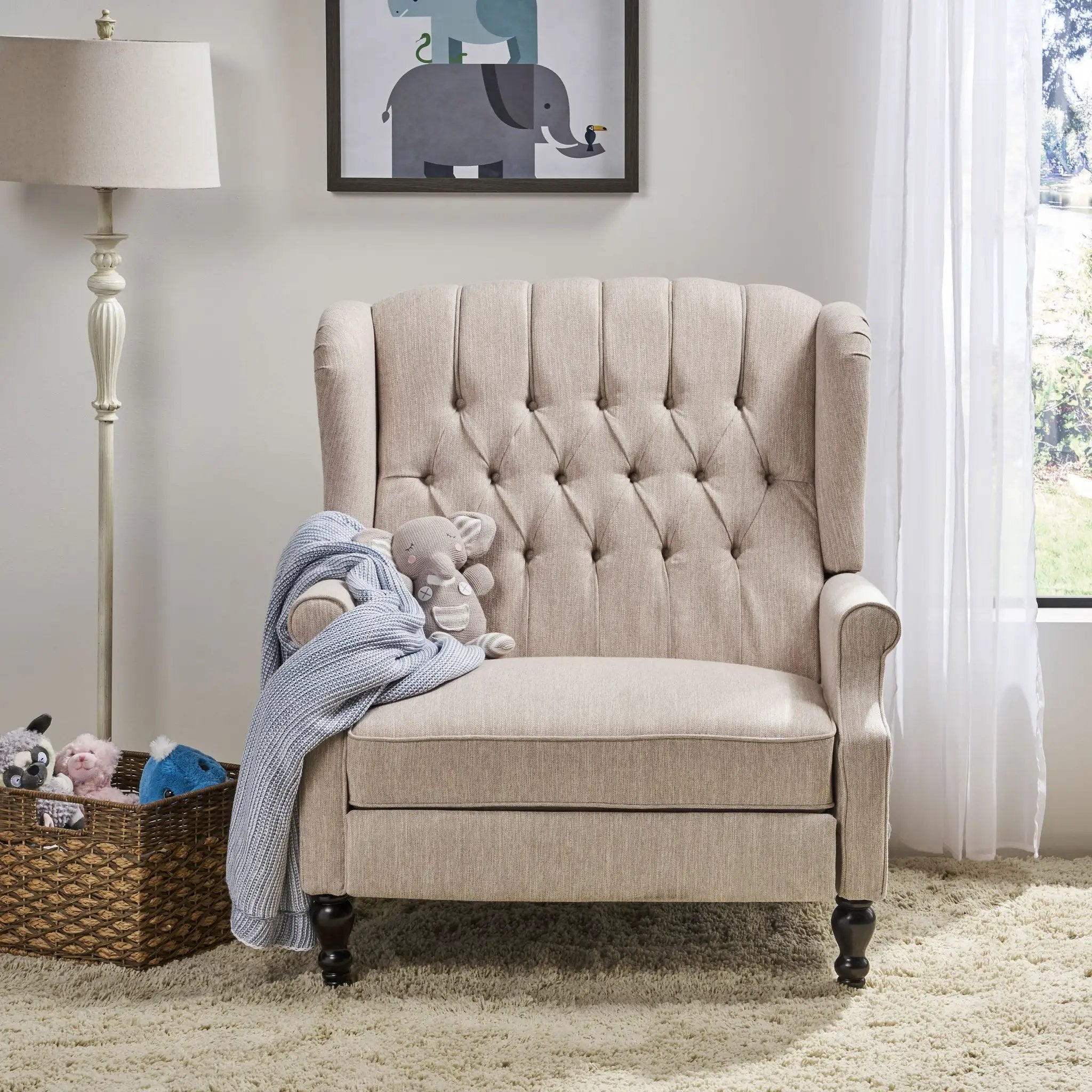 Push Back Recliner Chair Fabric Lounge Armchair by HouseOfZazla
