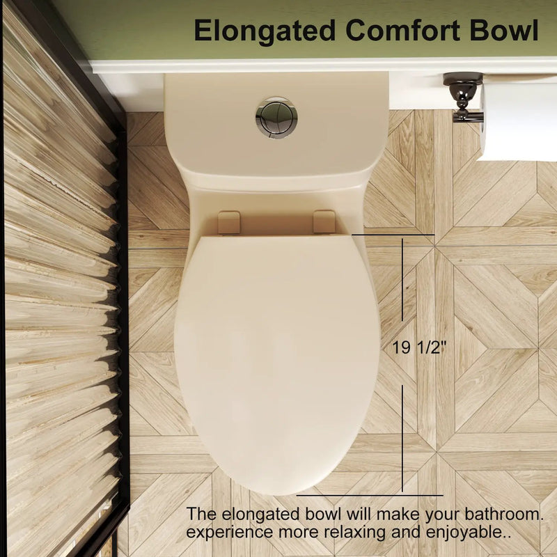 1.1/1.6 GPF Tornado Flush One-Piece Toilet with Comfort Chair Seat ADA Height 17" by HouseOfZazla