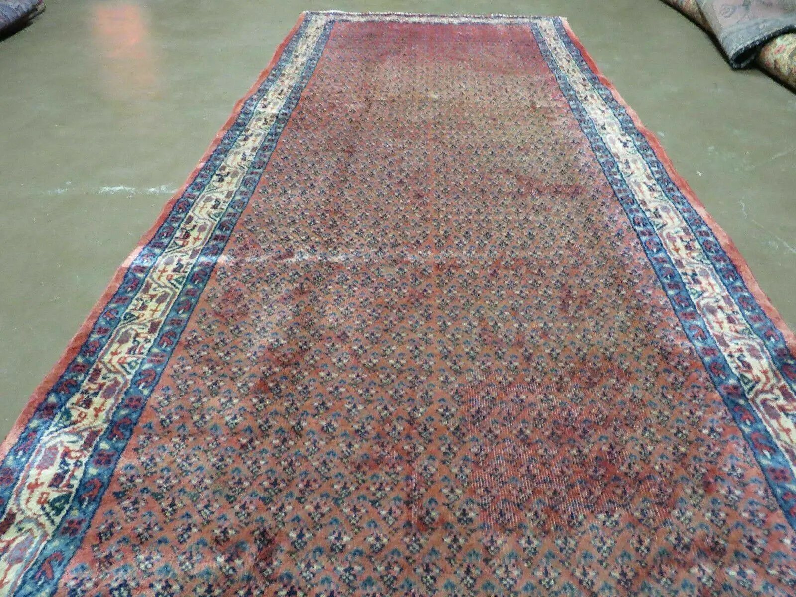 Antique Persian Seraband Runner 3.7 x 11 - Red, Wool, Mir Pattern by Jewel Rugs