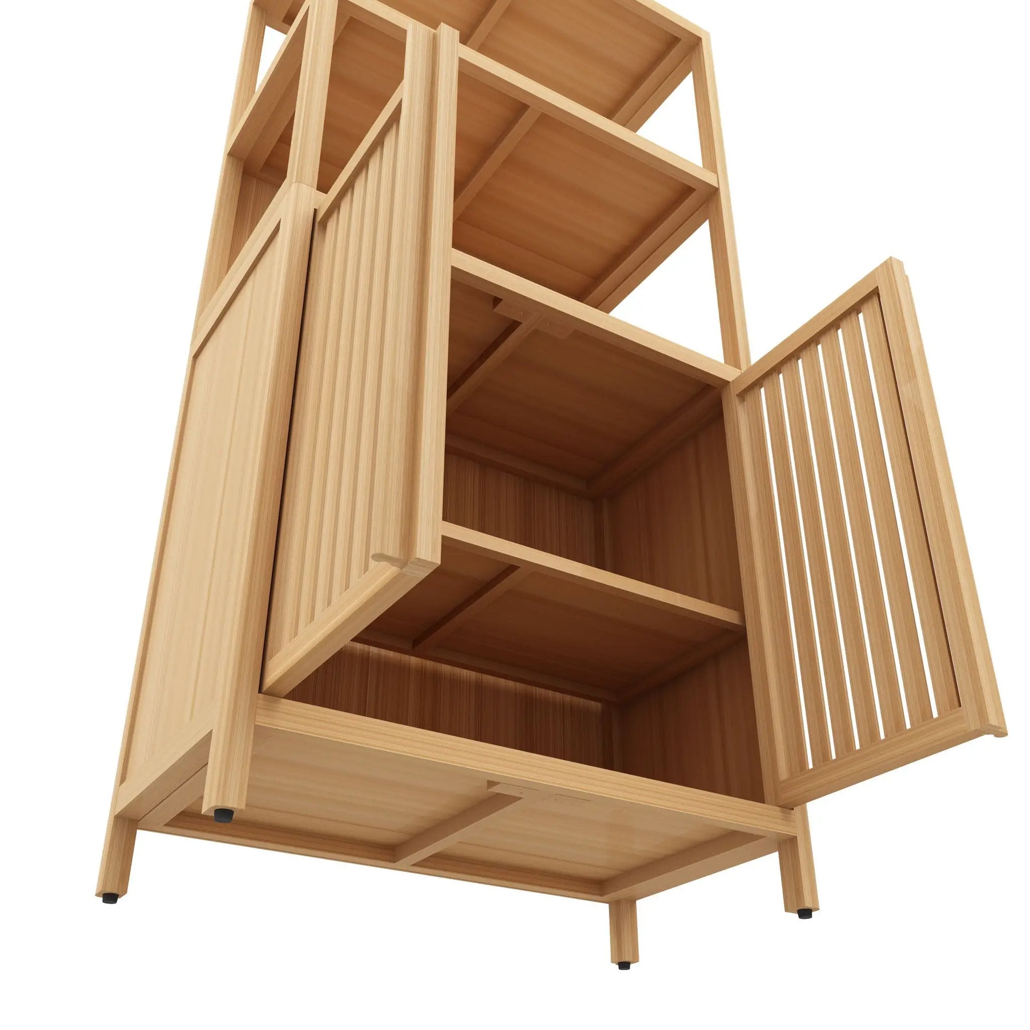 Neutral - Bamboo Storage Cabinet Freestanding With 2 Doors For Bathroom, Living Room, Kitchen, And Entryway - Neutral by HouseOfZazla