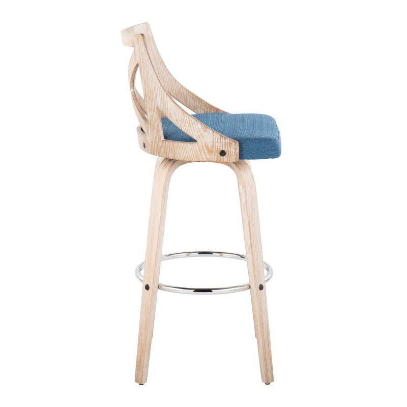 Charlotte - Farmhouse Fixed Height Bar Stool With Swivel And Round Footrest (Set of 2) by Unique Piece Furniture