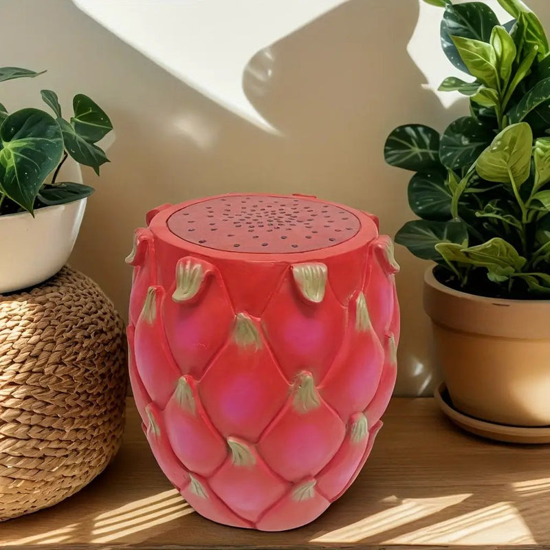 13.4' Oversized Resin Dragon Fruit Stool, Multi-Purpose Side Table & Plant Stand by HouseOfZazla