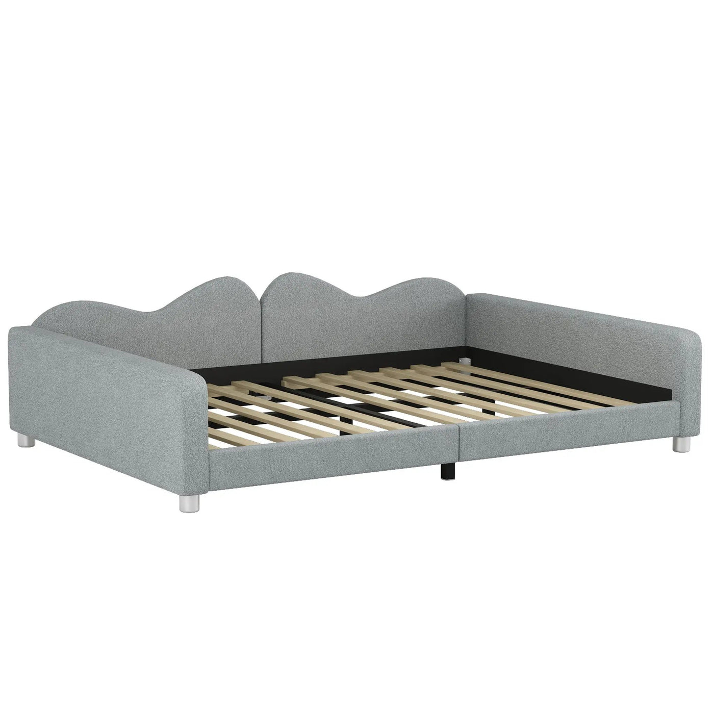 Upholstered Daybed, Sherpa Fabric Sofabed With Cloud-Shaped Backrest by Unique Piece Furniture