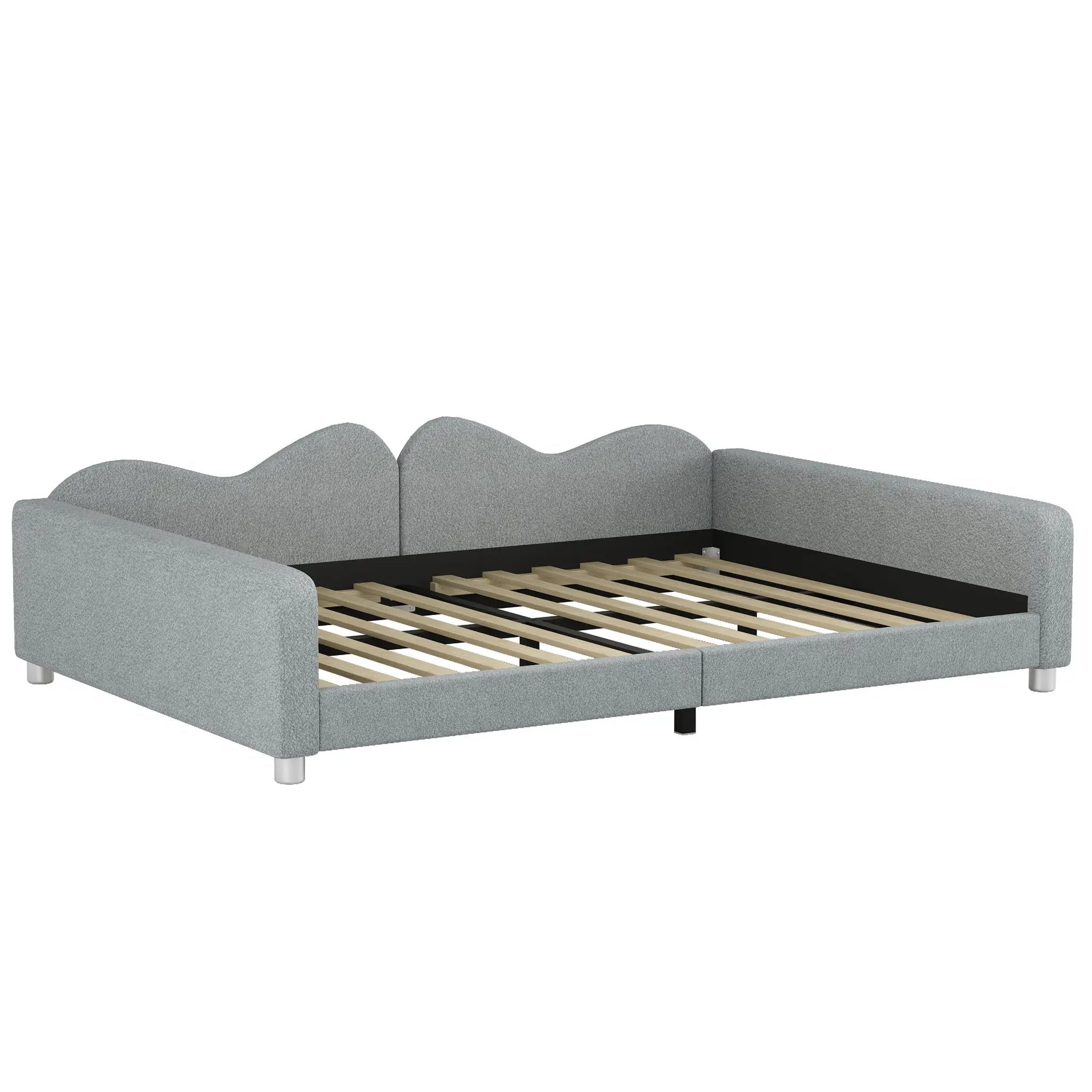 Upholstered Daybed, Sherpa Fabric Sofabed With Cloud-Shaped Backrest by Unique Piece Furniture