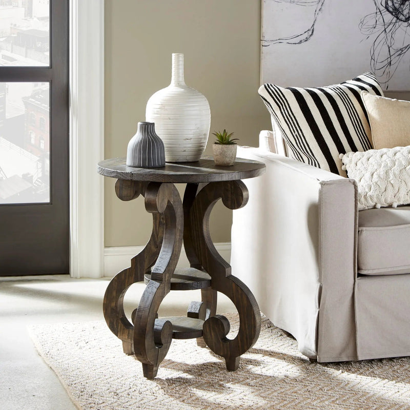 Bellamy - Round Accent End Table - Peppercorn by Unique Piece Furniture
