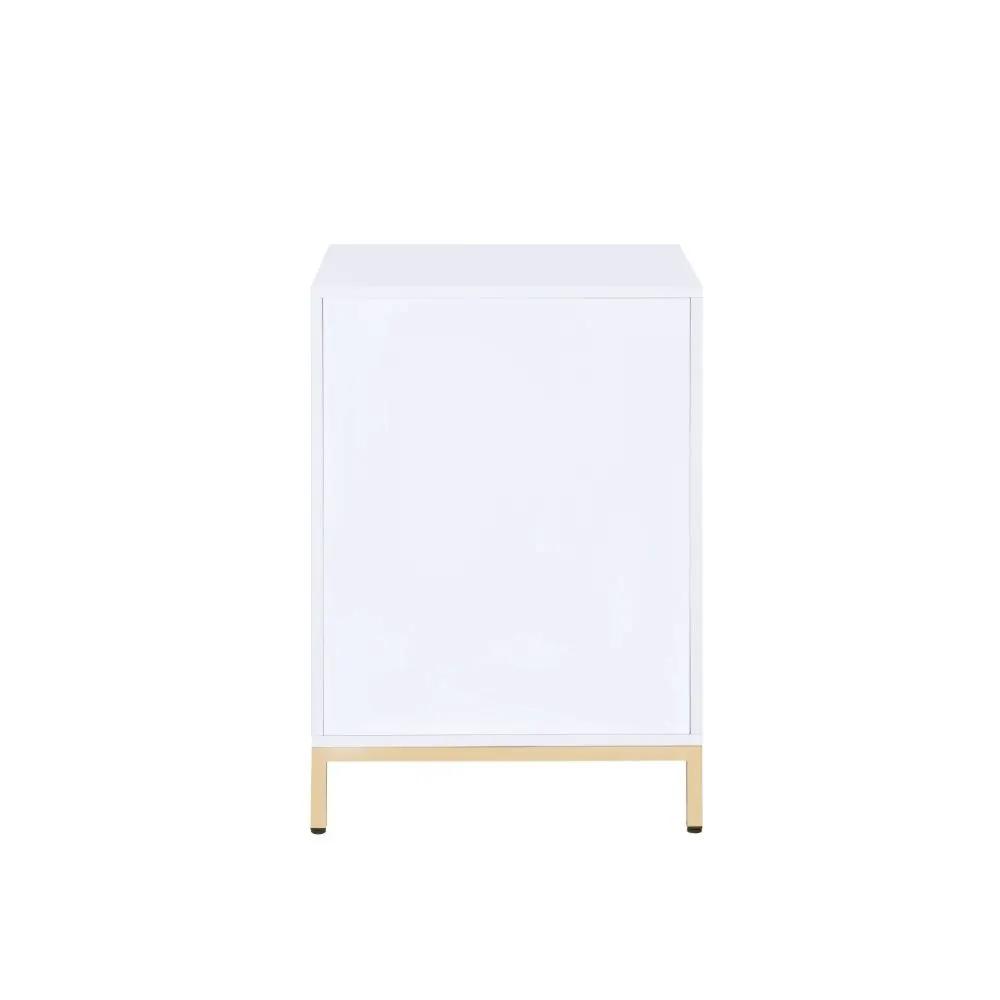 Ottey - Cabinet - White High Gloss & Gold by Unique Piece Furniture