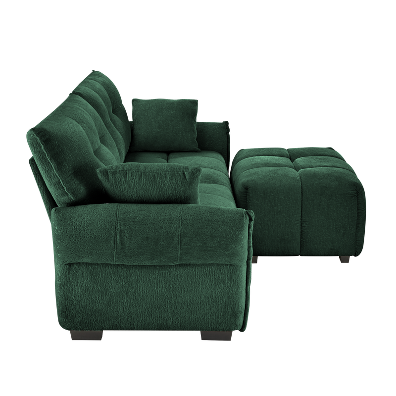 Modern Chenille Fabric 2-Seater Sofa With Ottoman by HouseOfZazla