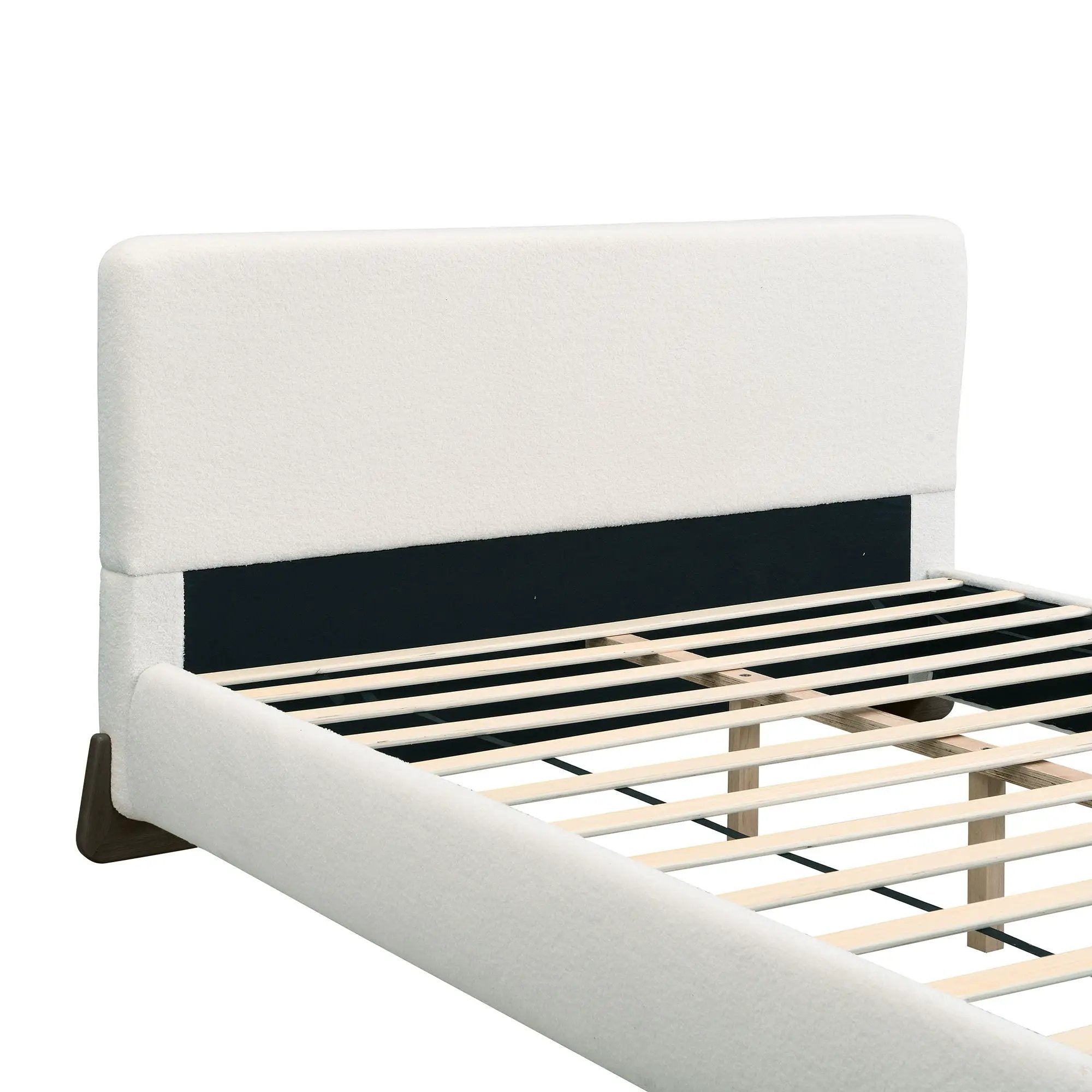 Elegant Boucle Upholstered Bed With Solid Wood Legs by HouseOfZazla