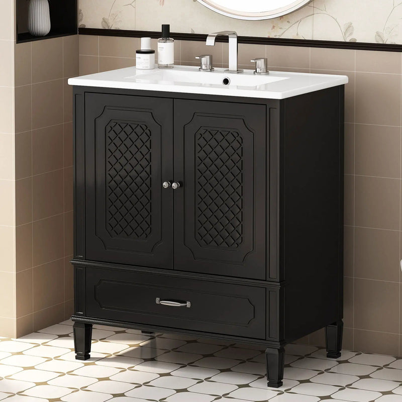 Bathroom Vanity With Sink, Soft Closing Door, Multi Functional Storage by HouseOfZazla