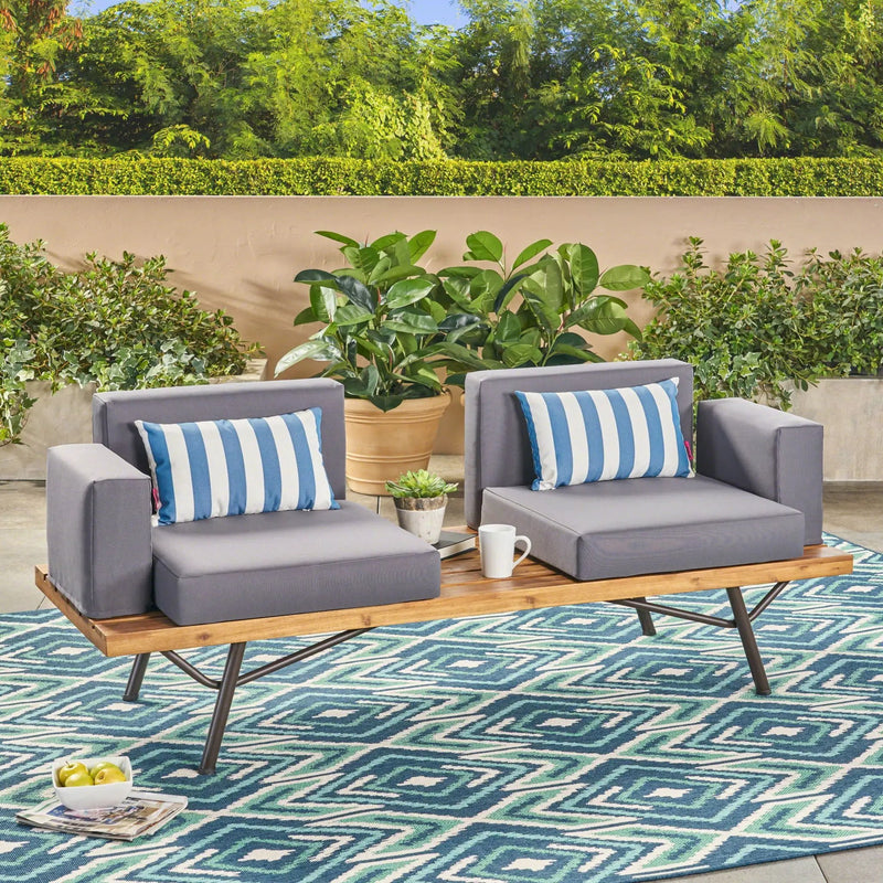 Outdoor Sofa With Cushions And Iron Legs - Dark Gray by HouseOfZazla