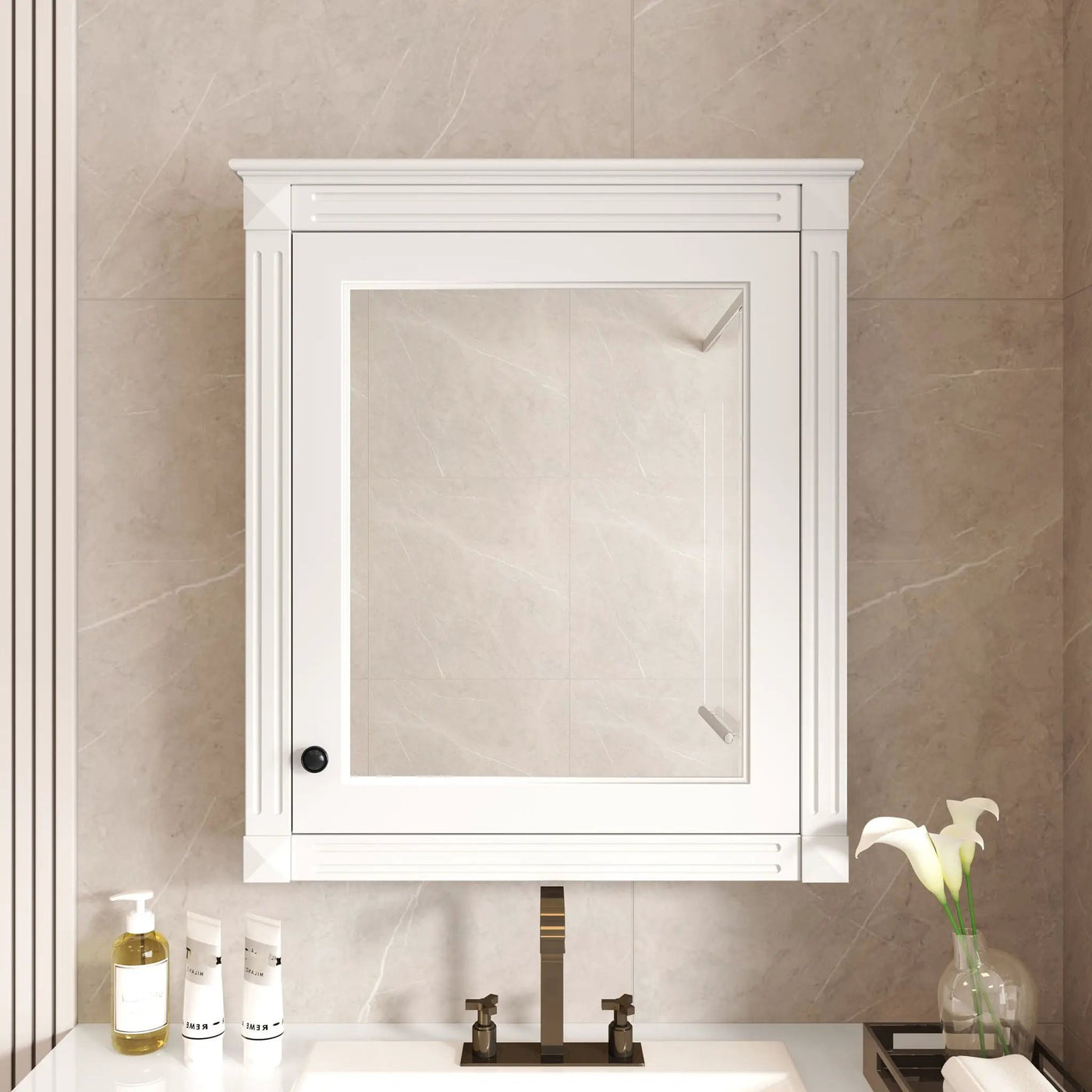 Wall Mounted Bathroom Storage Cabinet With Mirror, Medicine Cabinet With Height Adjustable Shelf by Unique Piece Furniture