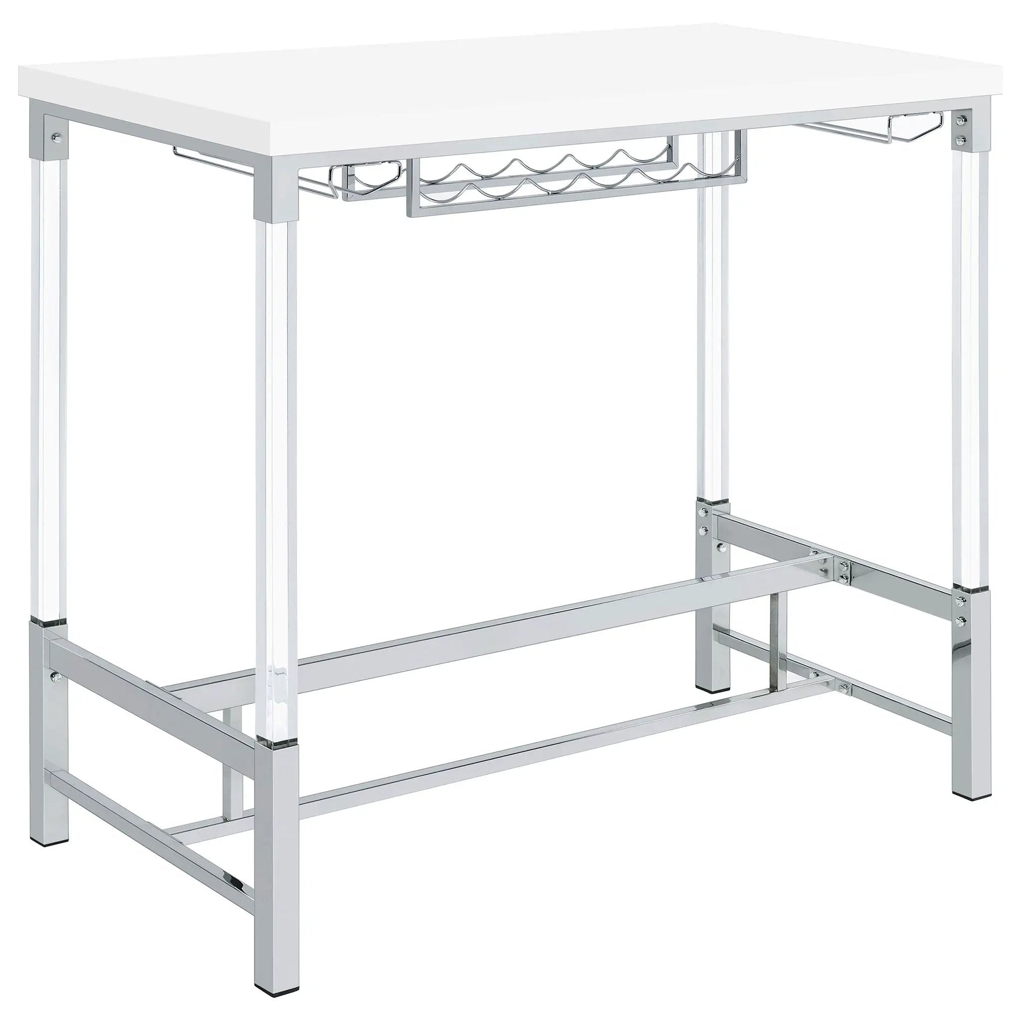 Norcrest 47-inch Acrylic Leg Bar Table White High Gloss by Unique Piece Furniture