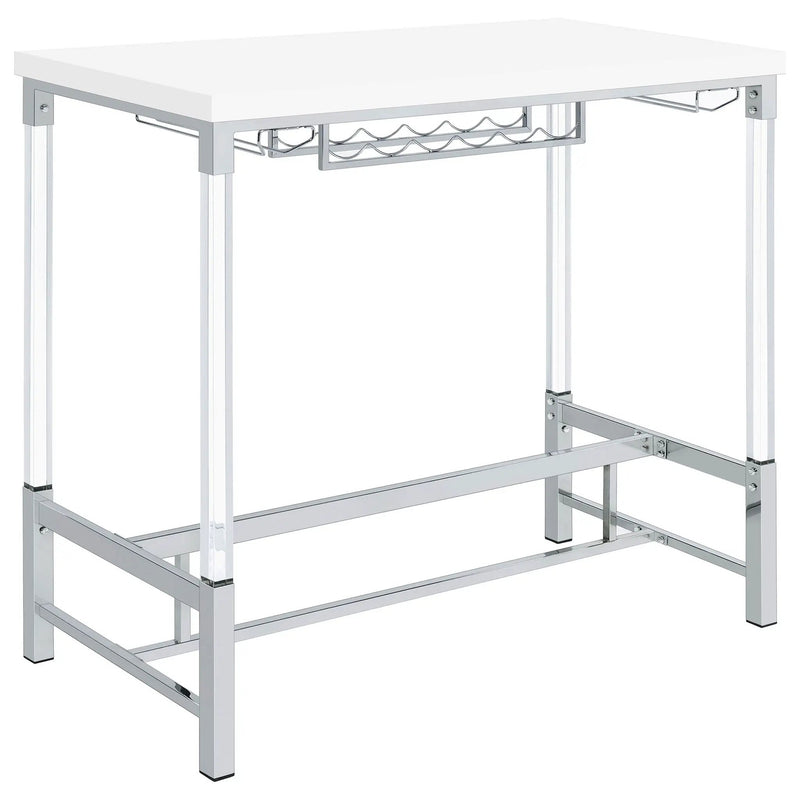 Norcrest 47-inch Acrylic Leg Bar Table White High Gloss by Unique Piece Furniture