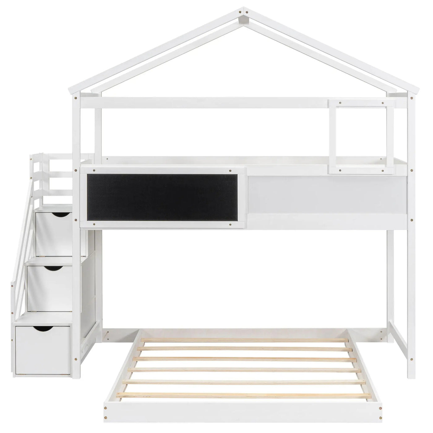 House Style Bunk Bed With Storage Staircase And board by Unique Piece Furniture