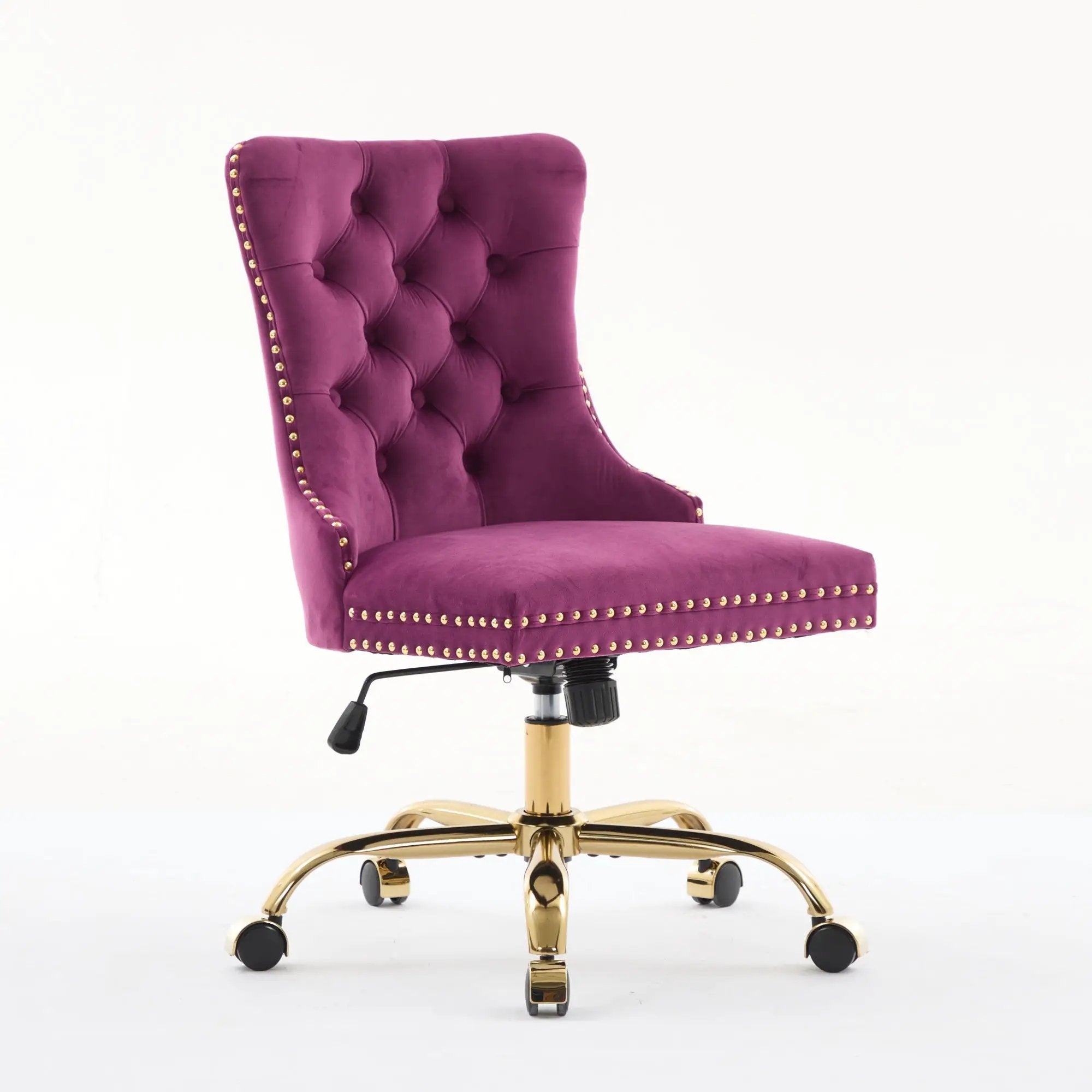 Office Chair Modern Velvet Upholstered Tufted Button (Purple) by HouseOfZazla
