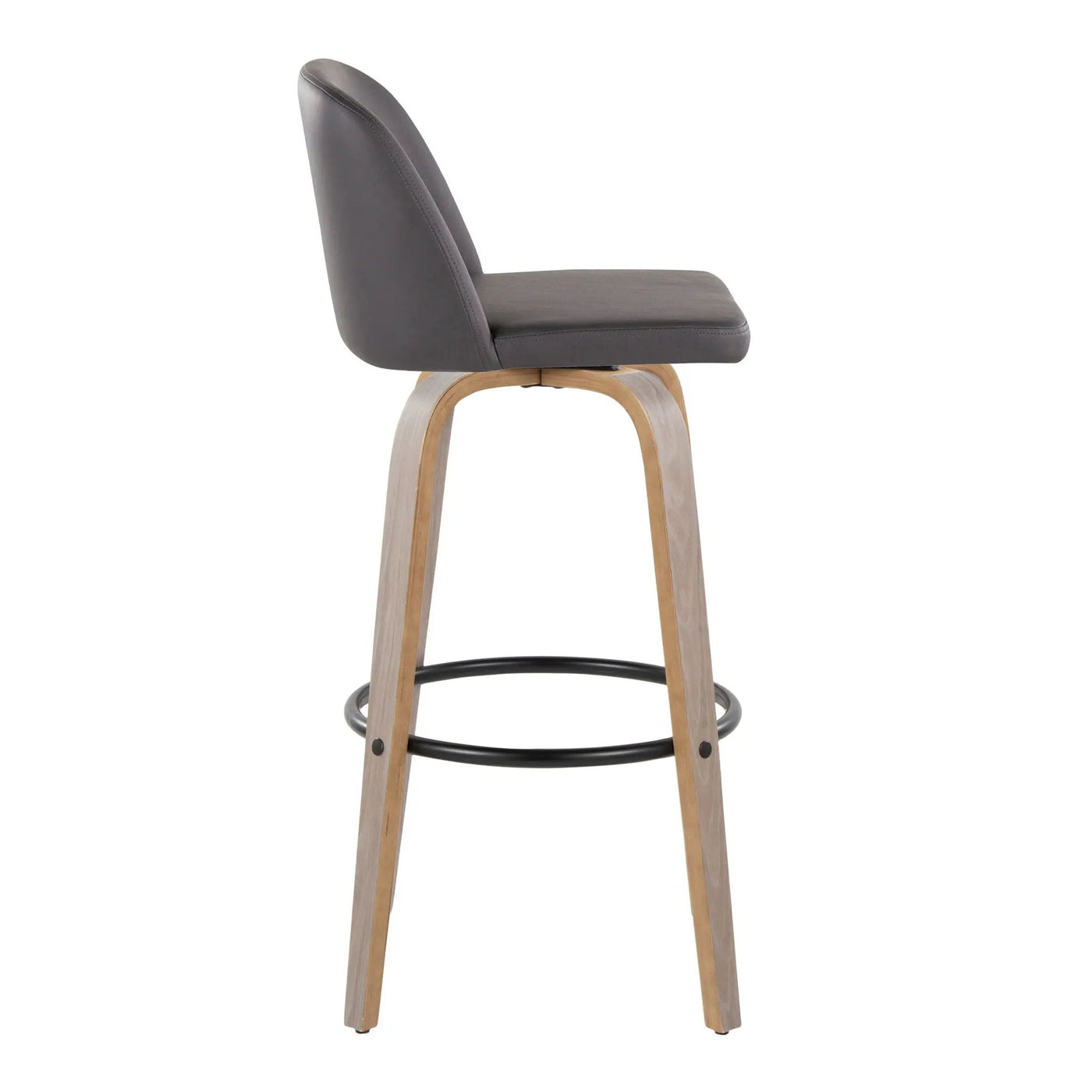 Toriano - Mid-Century Modern Fixed Height BarStool With Round Footrest (Set of 2) by HouseOfZazla