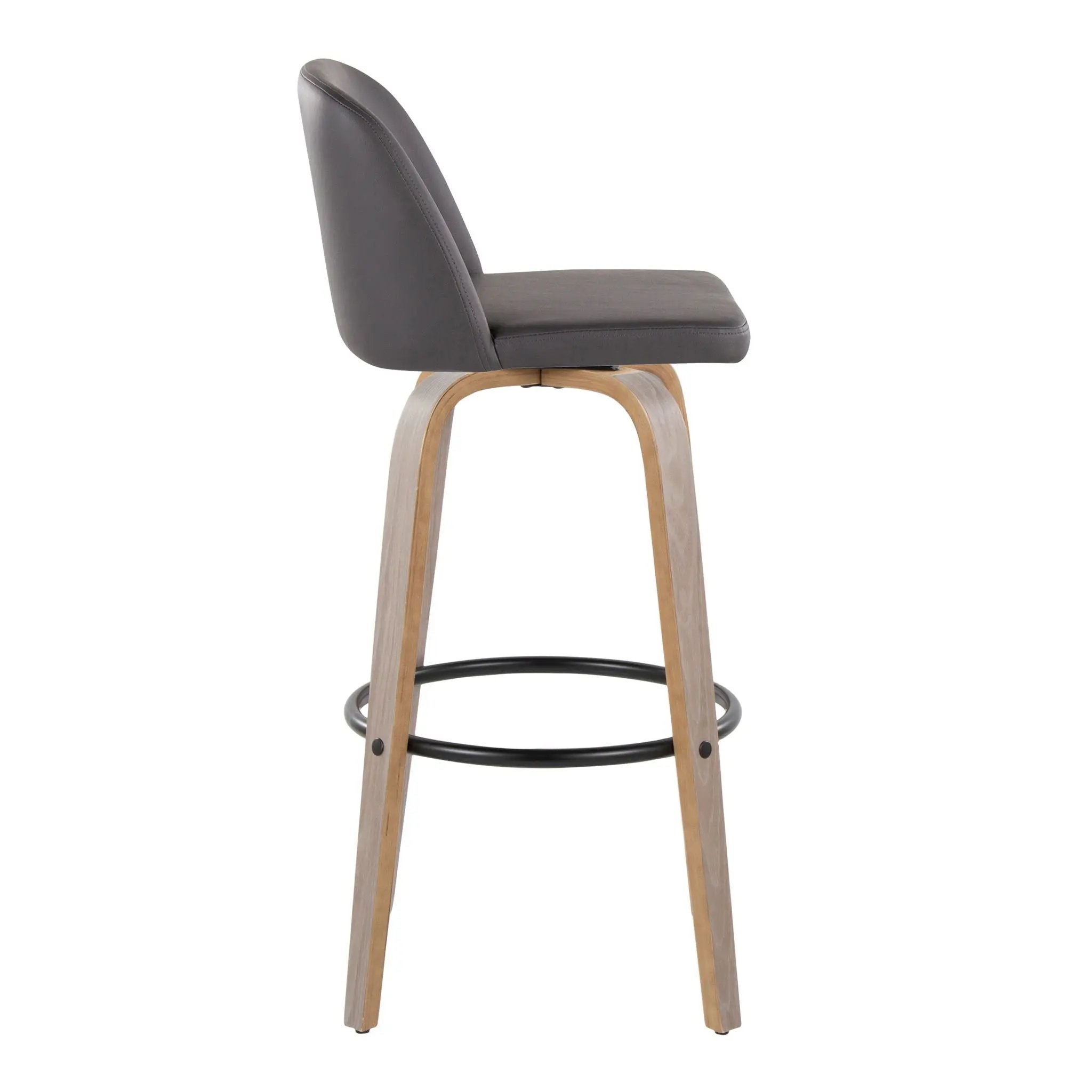 Toriano - Mid-Century Modern Fixed Height BarStool With Round Footrest (Set of 2) by HouseOfZazla