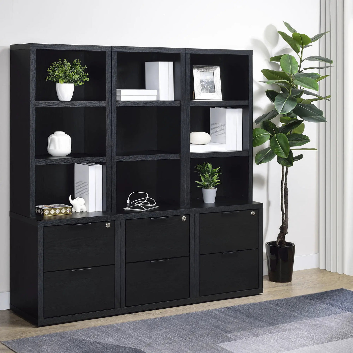 Geary - 3 Shelf Bookcase With USB Charging And Lockable Top Drawer by HouseOfZazla