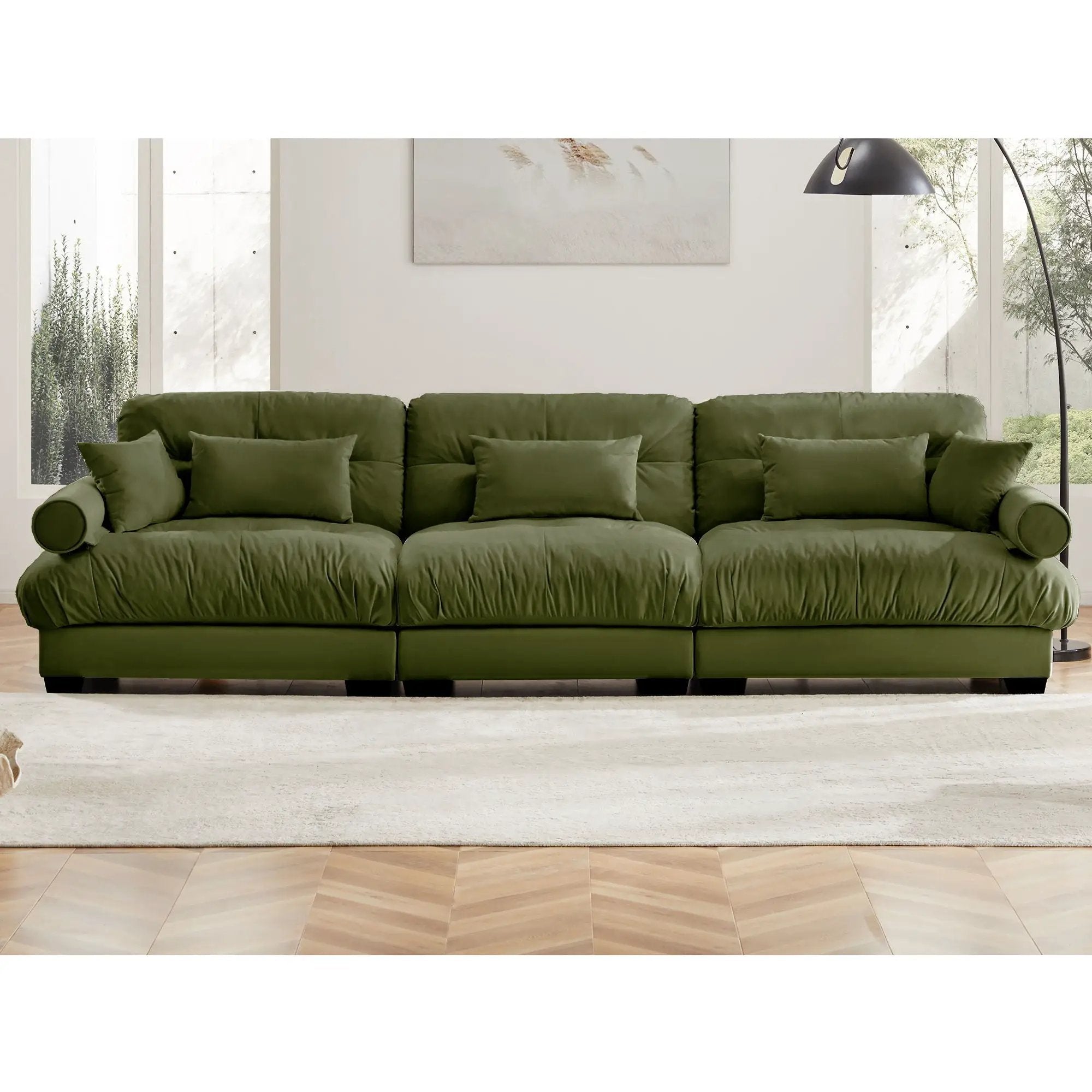 Modern Sofa With Bolstered Armrests And Pillows by HouseOfZazla