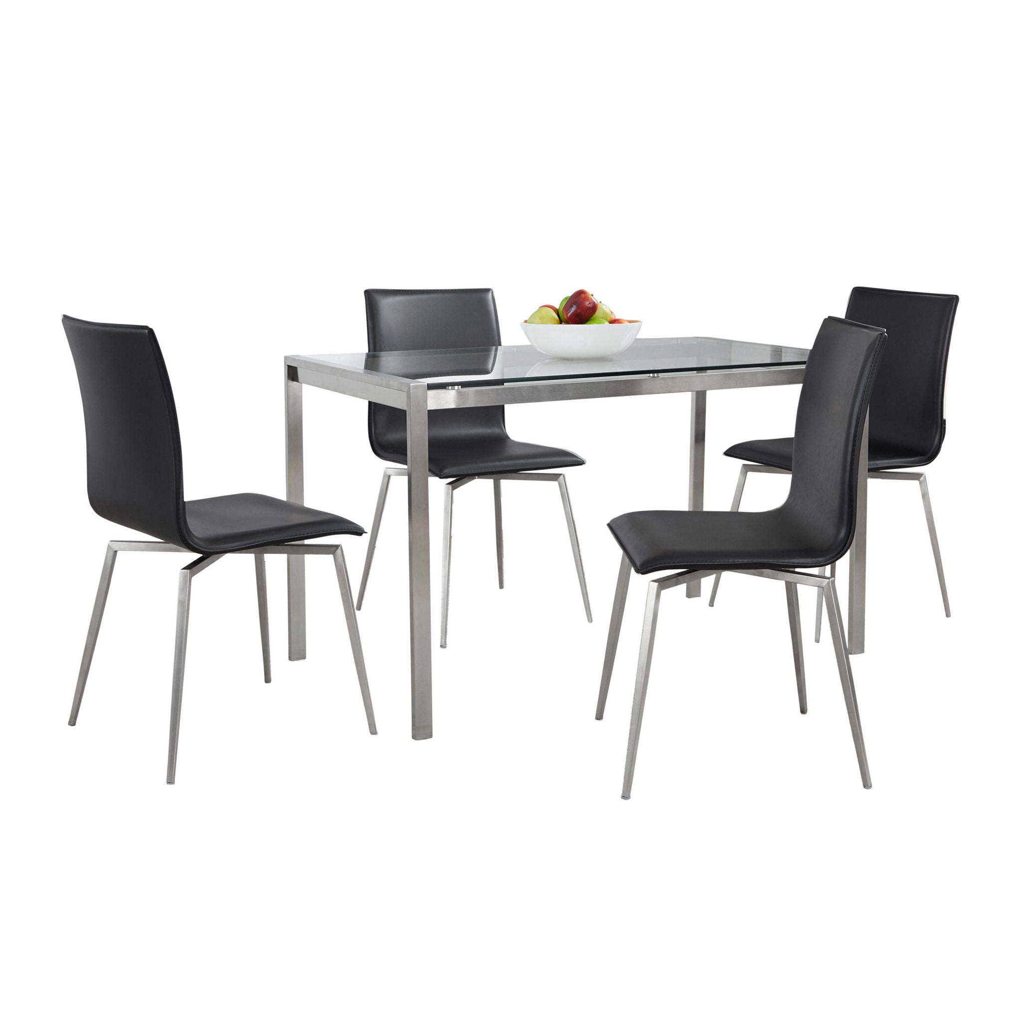 Fuji Mason - Upholstered Swivel Contemporary Dining Set Dining Set, Glass, 5 Piece by HouseOfZazla