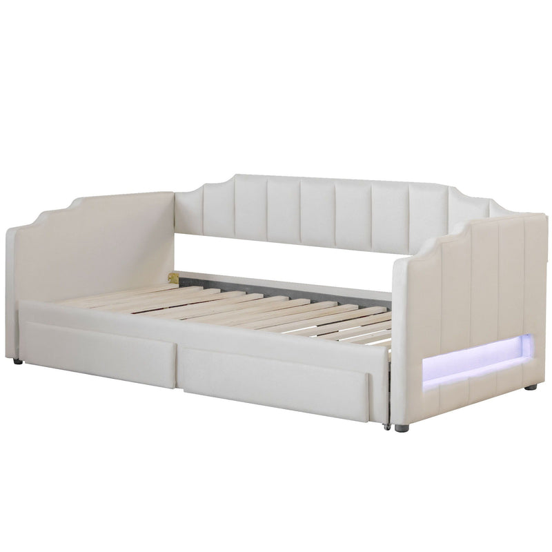 Extendable Daybed With LED Light And 2 Storage Drawers by HouseOfZazla