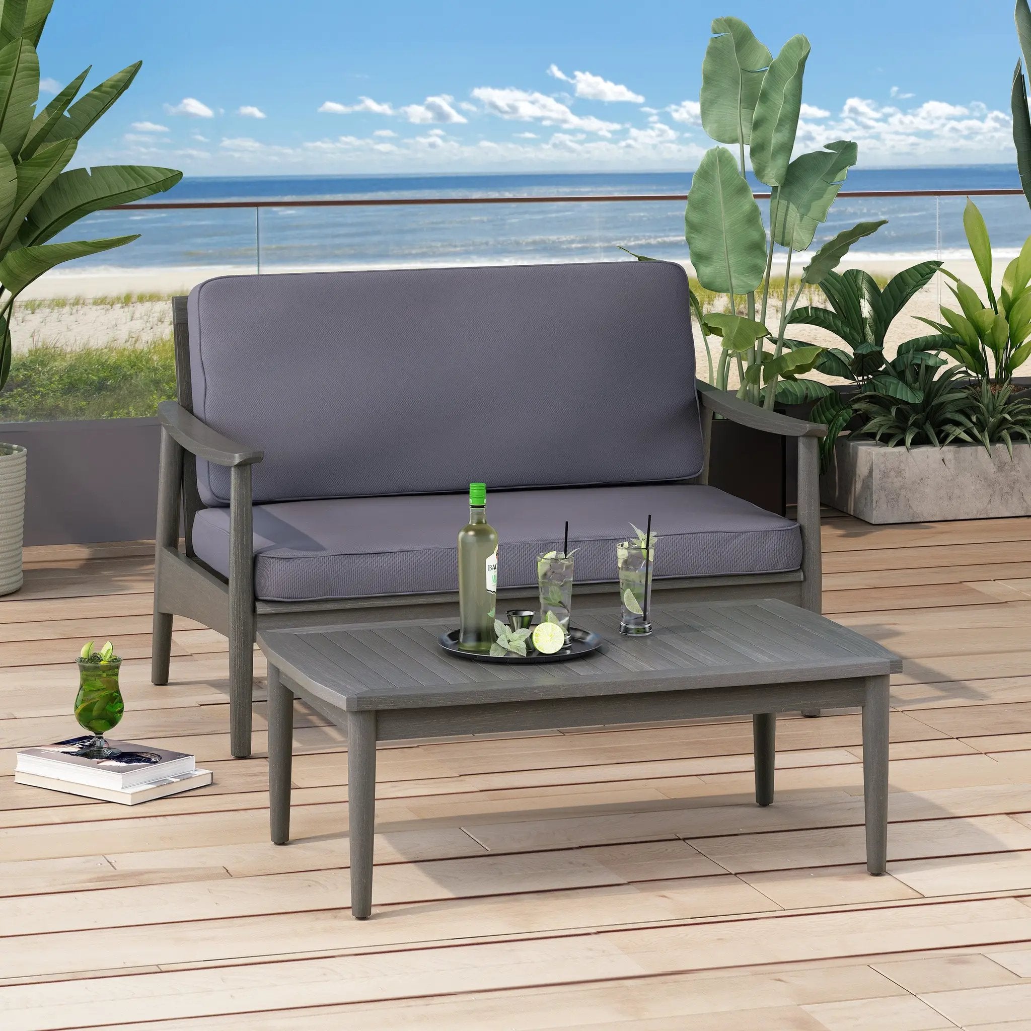 Patio Loveseat and Coffee Table Set by HouseOfZazla