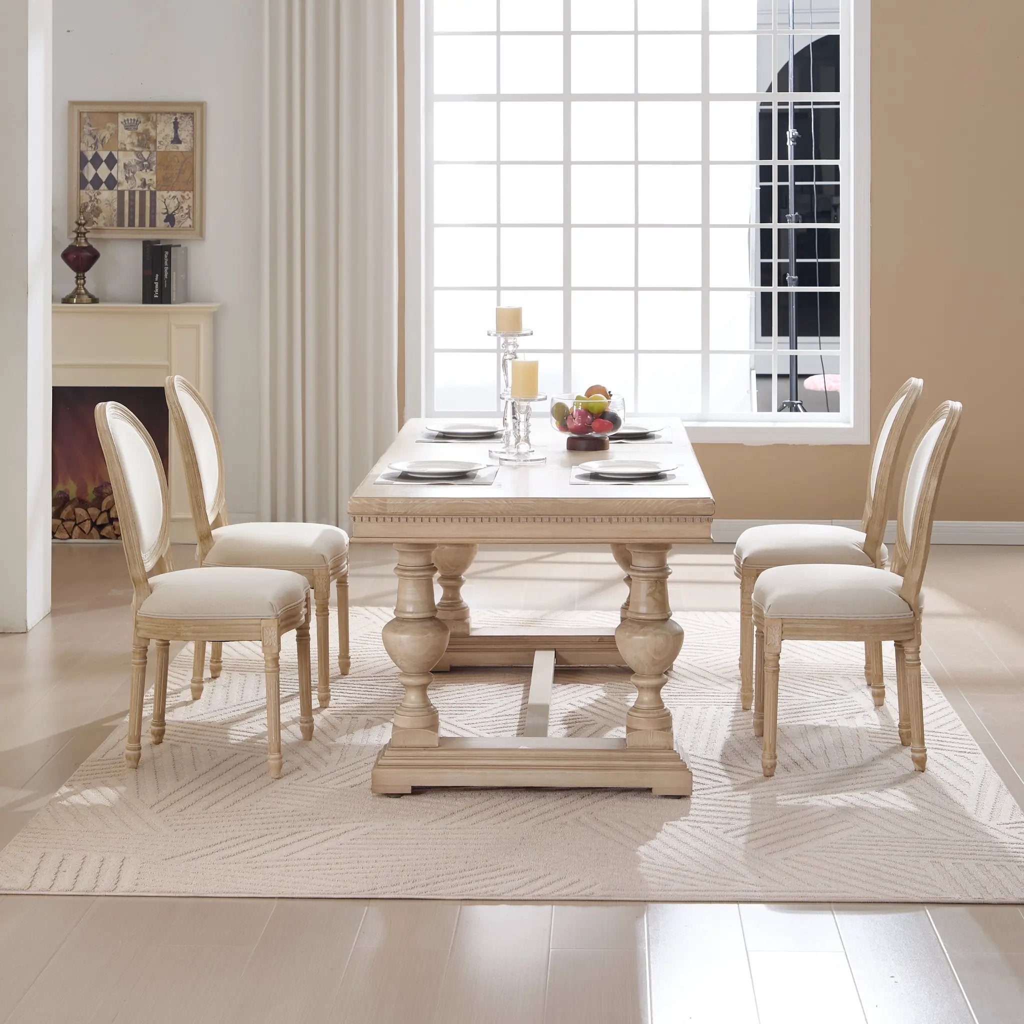 French Country Dining Chairs Set of 2 with Upholstered Round Back by HouseOfZazla