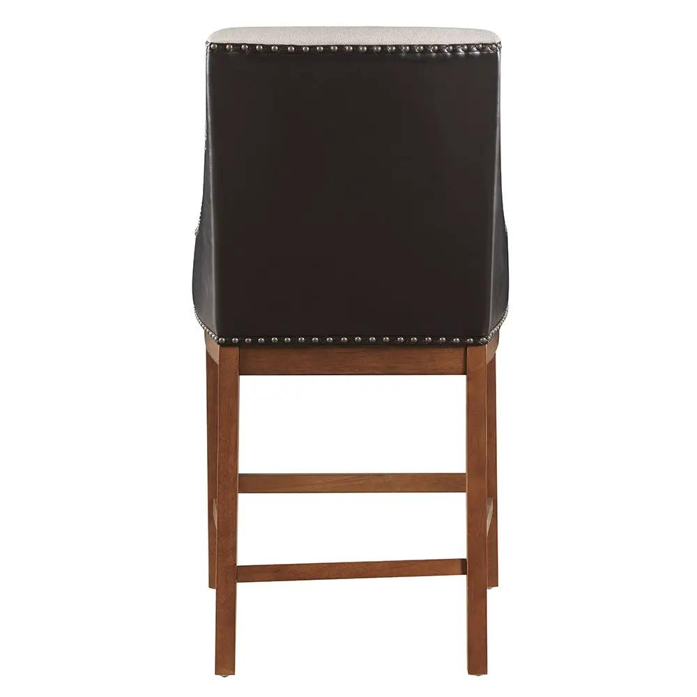 Gilsea - Counter Height Chair (Set of 2) - Fabric, Brown Synthetic Leather & Brown by Unique Piece Furniture
