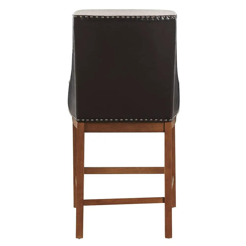 Gilsea - Counter Height Chair (Set of 2) - Fabric, Brown Synthetic Leather & Brown by Unique Piece Furniture