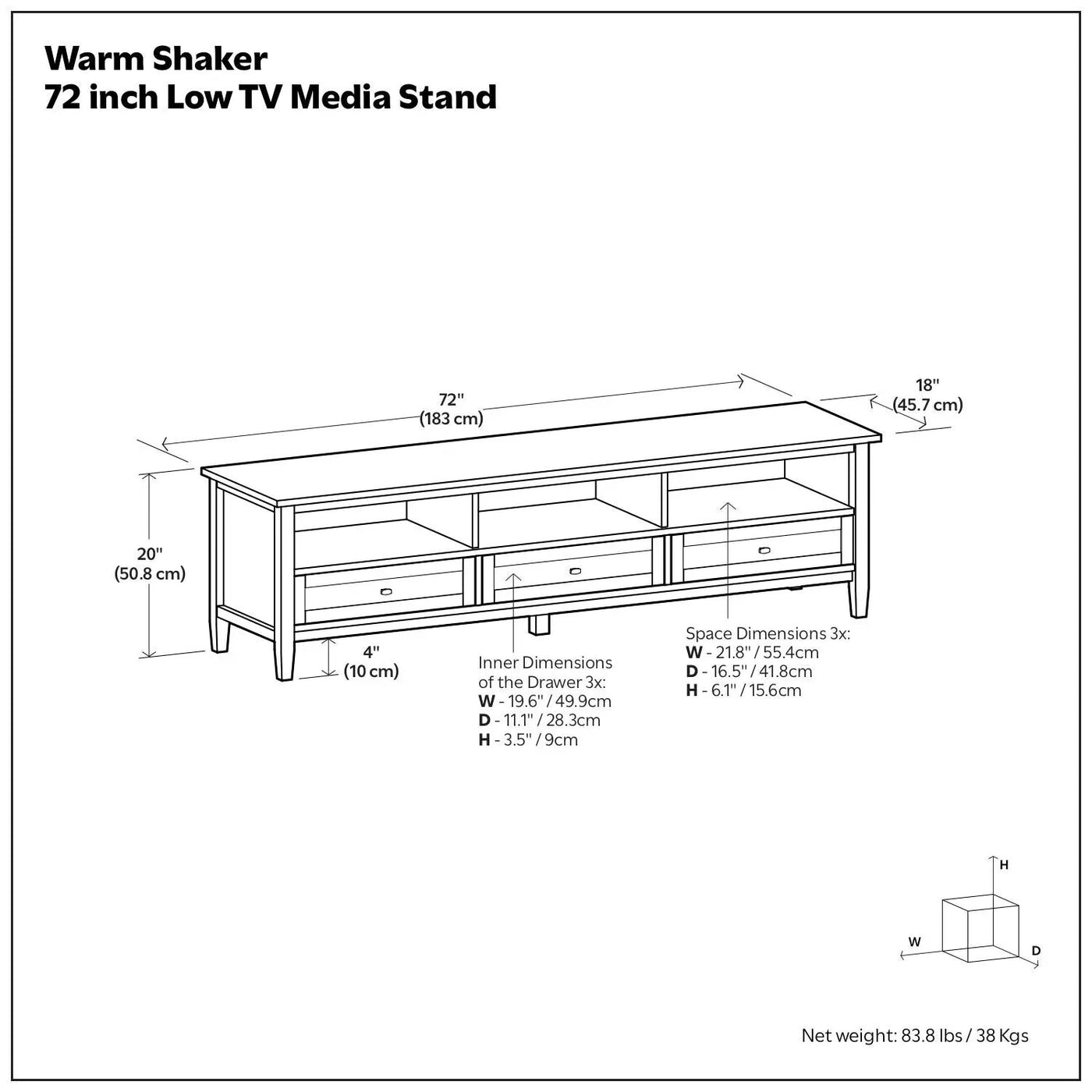 Warm Shaker - Handcrafted Low TV Media Stand by Unique Piece Furniture
