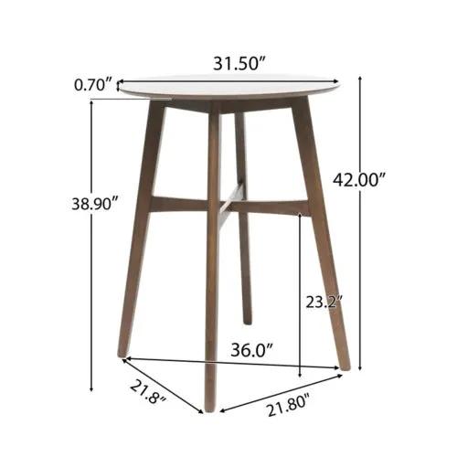 Mid-Century Modern Round Wooden Bar Table – 42" High Bar Table with Tapered Legs by HouseOfZazla