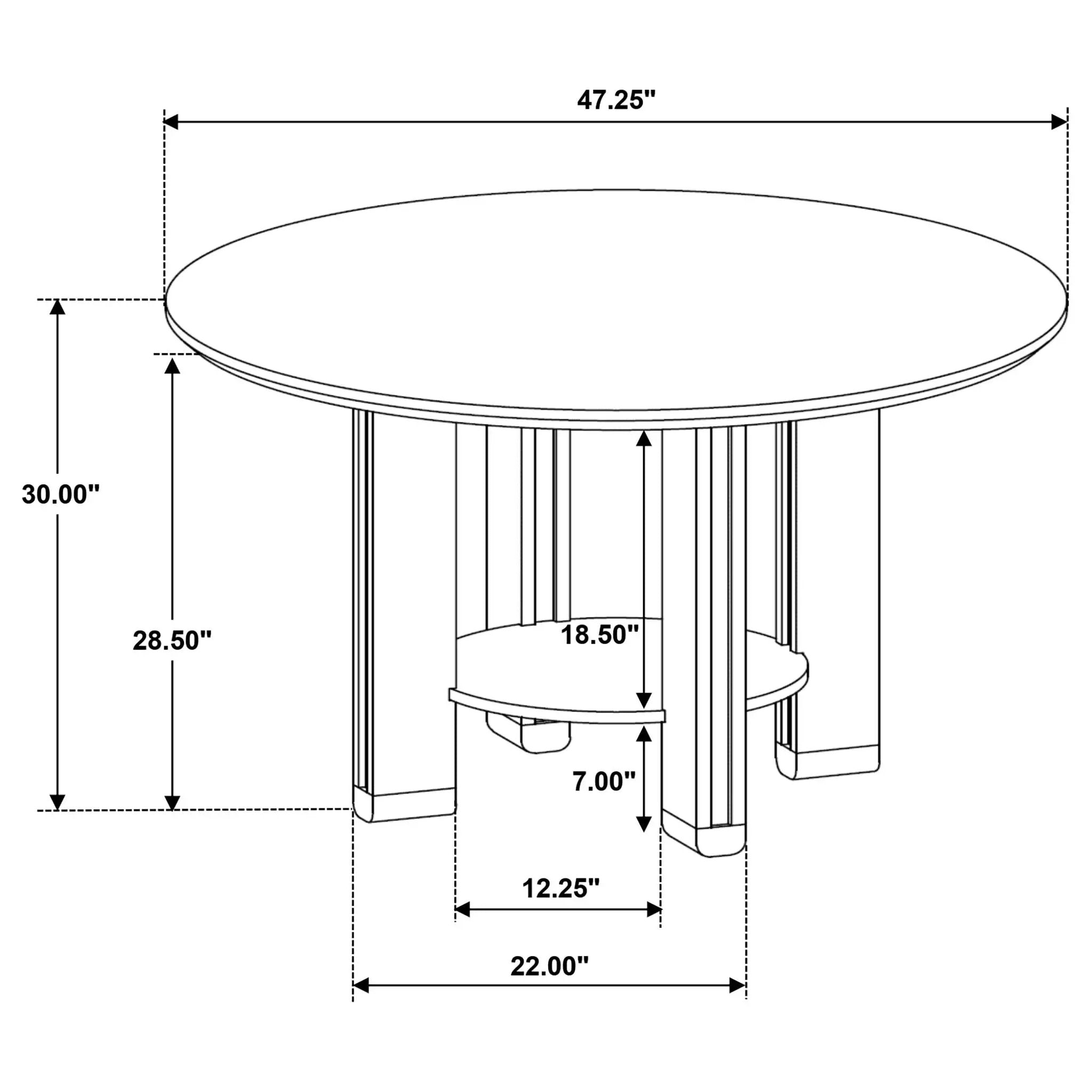 Ottowa 47-inch Round Wood Dining Table with Shelf Brown by Unique Piece Furniture