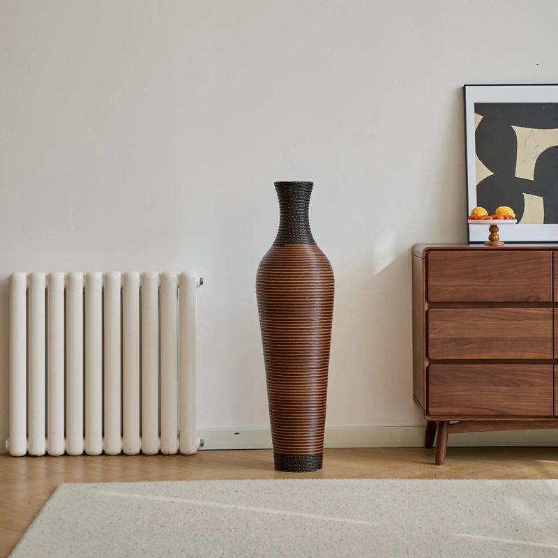 Tall Standing Designer Floor Vases With Elegant 2 Tone Finishes Ideal For Decorating Living Rooms, Bedrooms, Entryways Perfect For Decorating Your Home - Black / Gray by HouseOfZazla