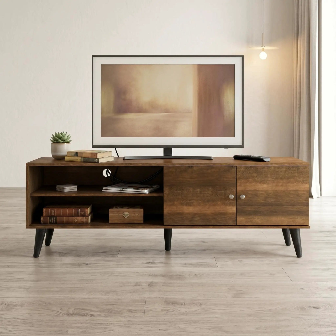 Amidon - TV Stand, With 2 Storage Shelves And 1 Cabinet by HouseOfZazla