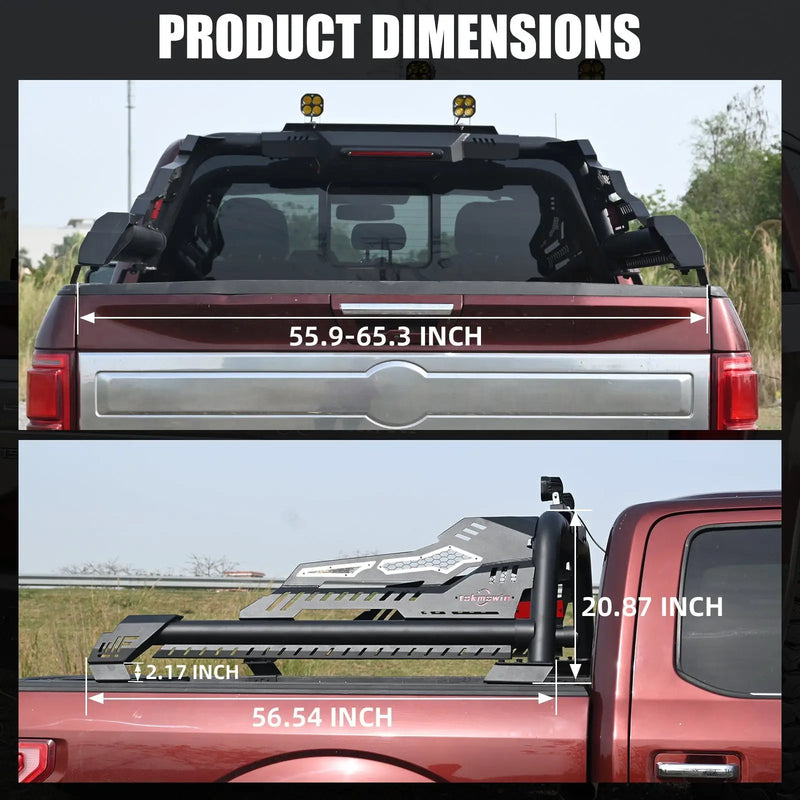Universal Truck Bed Roll Bar, Steel Chase Rack Sport Bar by HouseOfZazla