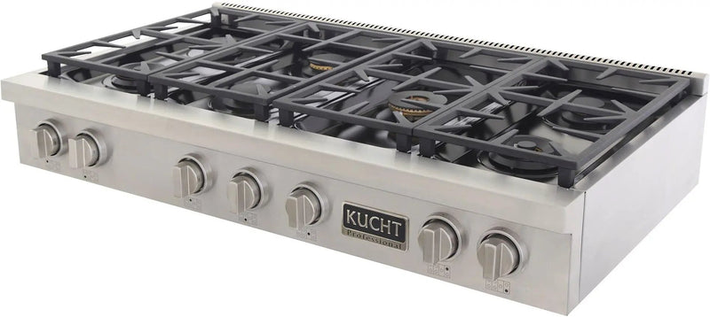 Kucht 48" Inch Gas Sealed Burner Rangetop, KFX489T-S by Farmhouse Kitchen and Bath