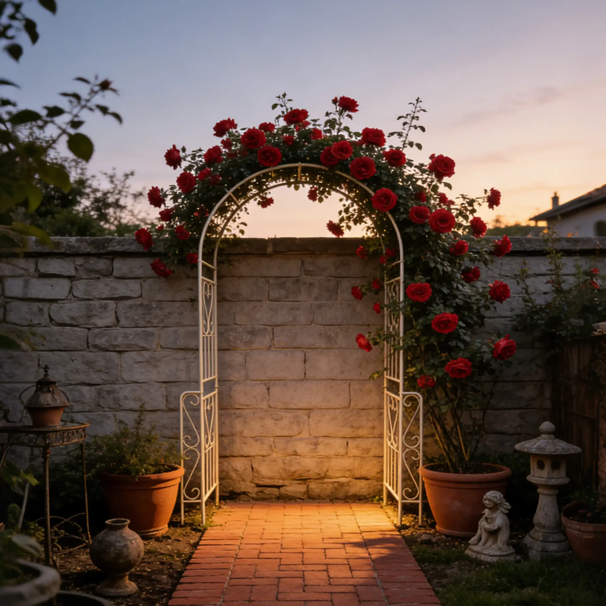 Metal Garden Arch W55'' x H94.5'' - Cream White Outdoor Arbor by HouseOfZazla