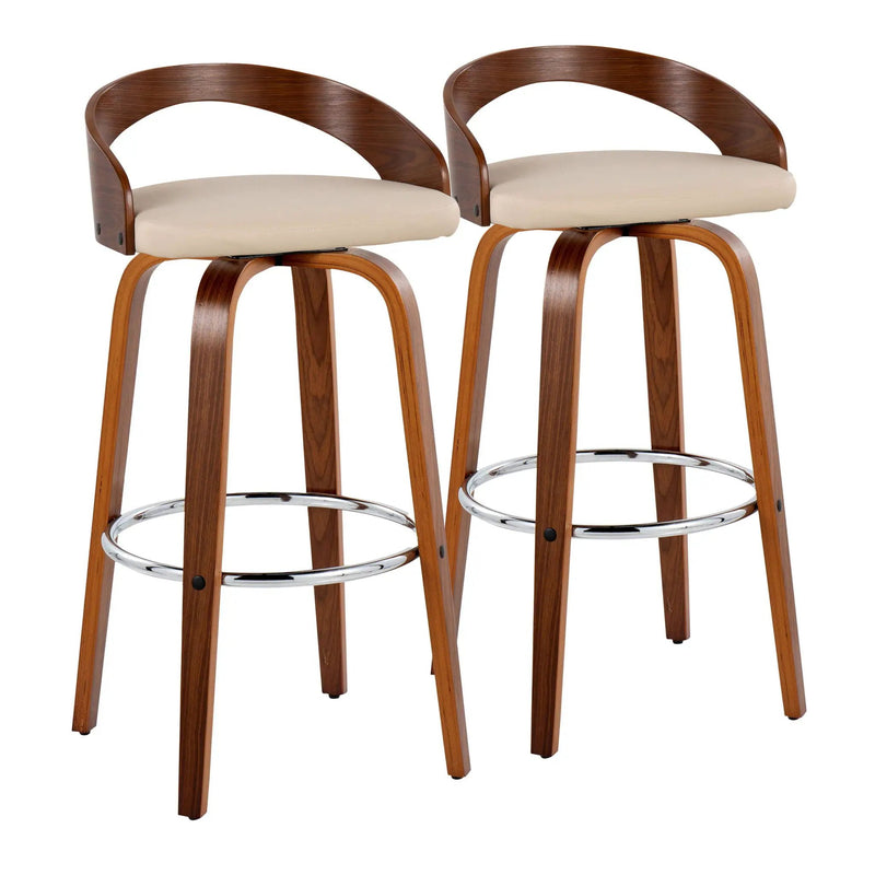 Grotto - Contemporary Fixed Height Barstool With Swivel With Round Footrest (Set of 2) by Unique Piece Furniture