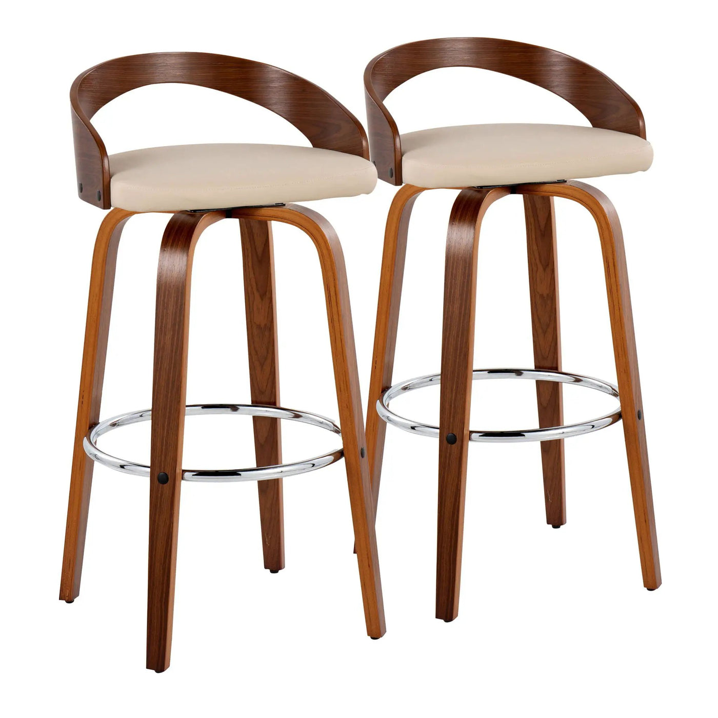 Grotto - Contemporary Fixed Height Barstool With Swivel With Round Footrest (Set of 2) by HouseOfZazla