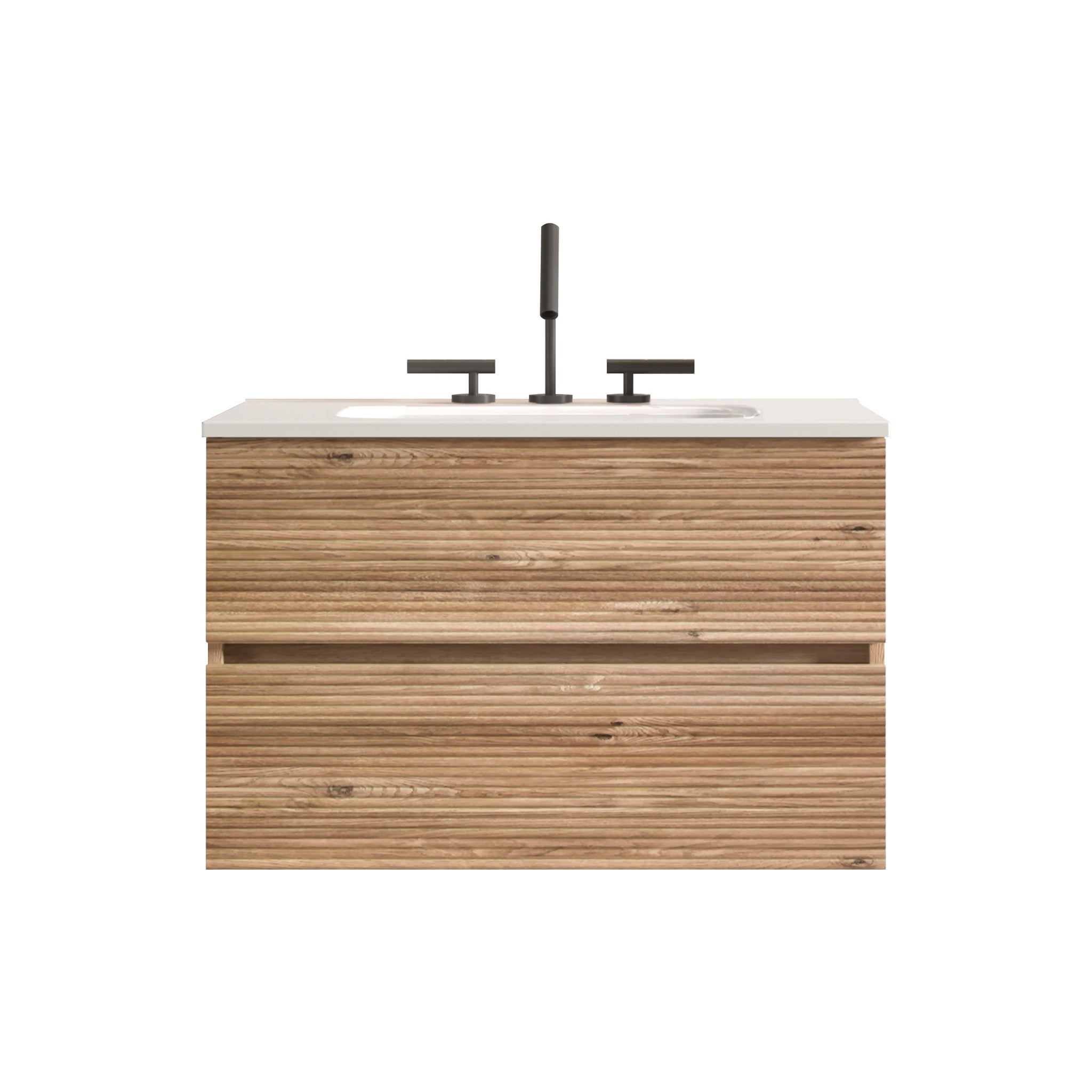 Gloria 30" Wall Mounted Rough Oak Bathroom Vanity by HouseOfZazla