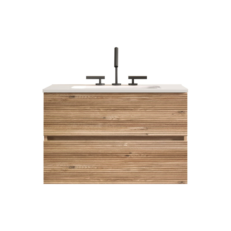 Gloria 30" Wall Mounted Rough Oak Bathroom Vanity by HouseOfZazla