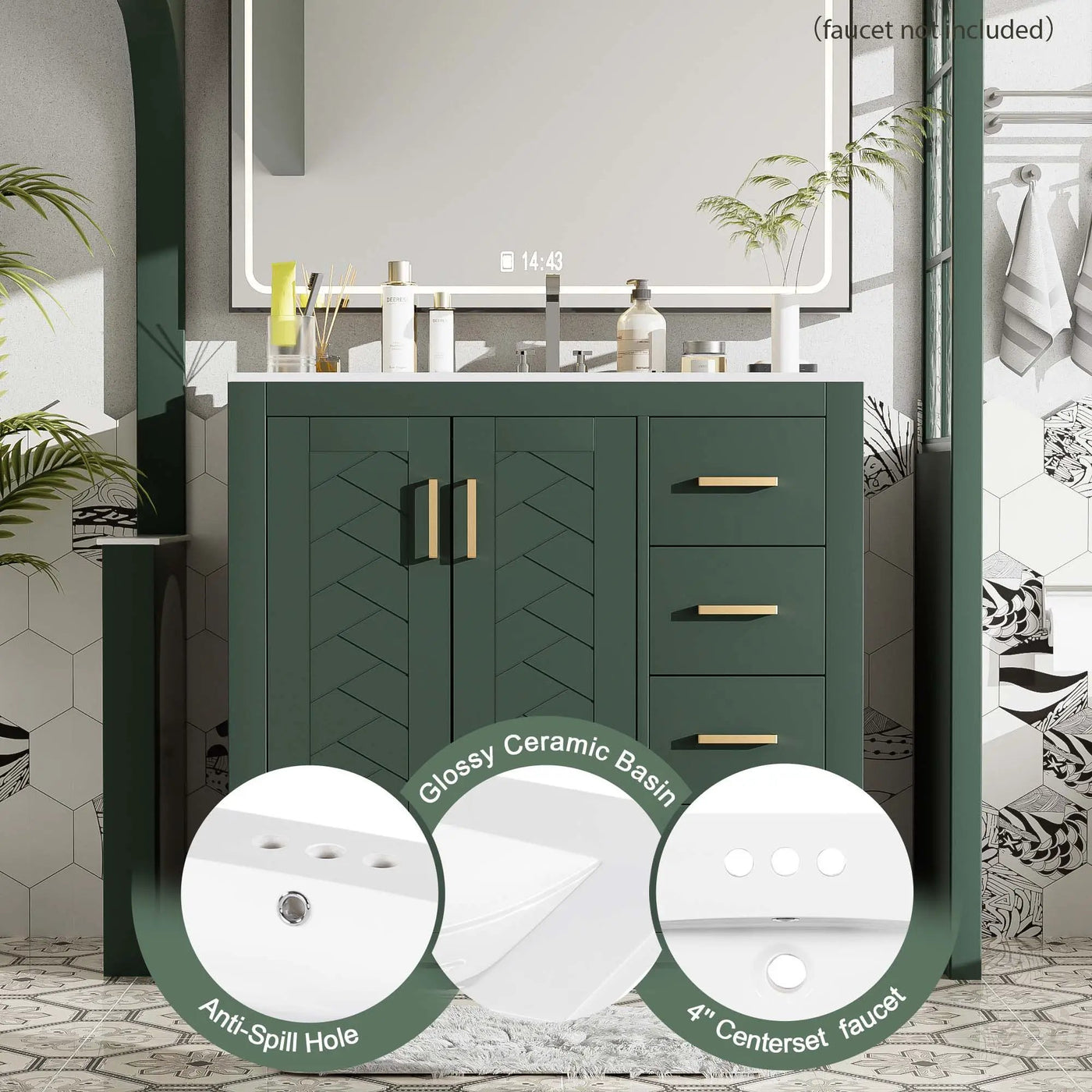 Bathroom Vanity With Sink Combo, Storage Cabinet, Freestanding Set With 3 Drawers & Soft Closing Doors by Unique Piece Furniture