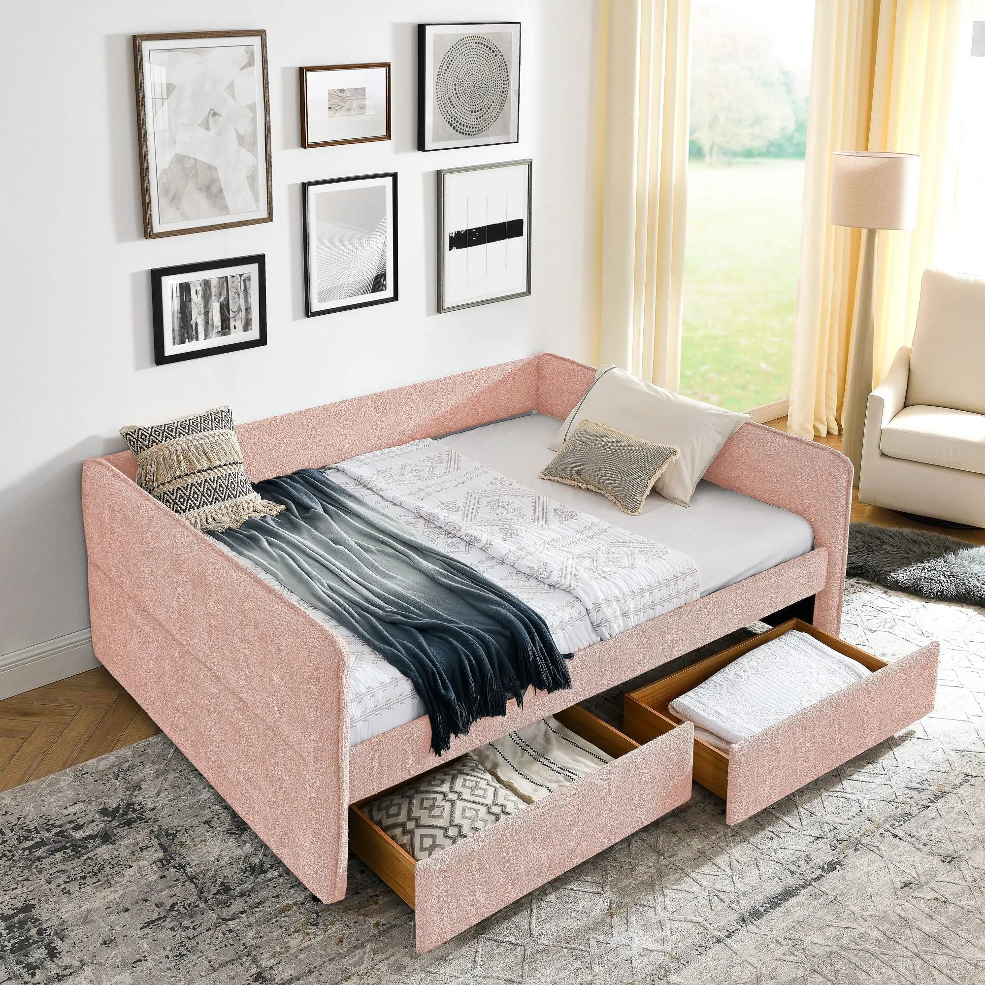 Upholstered Daybed & 2 Drawers by Unique Piece Furniture