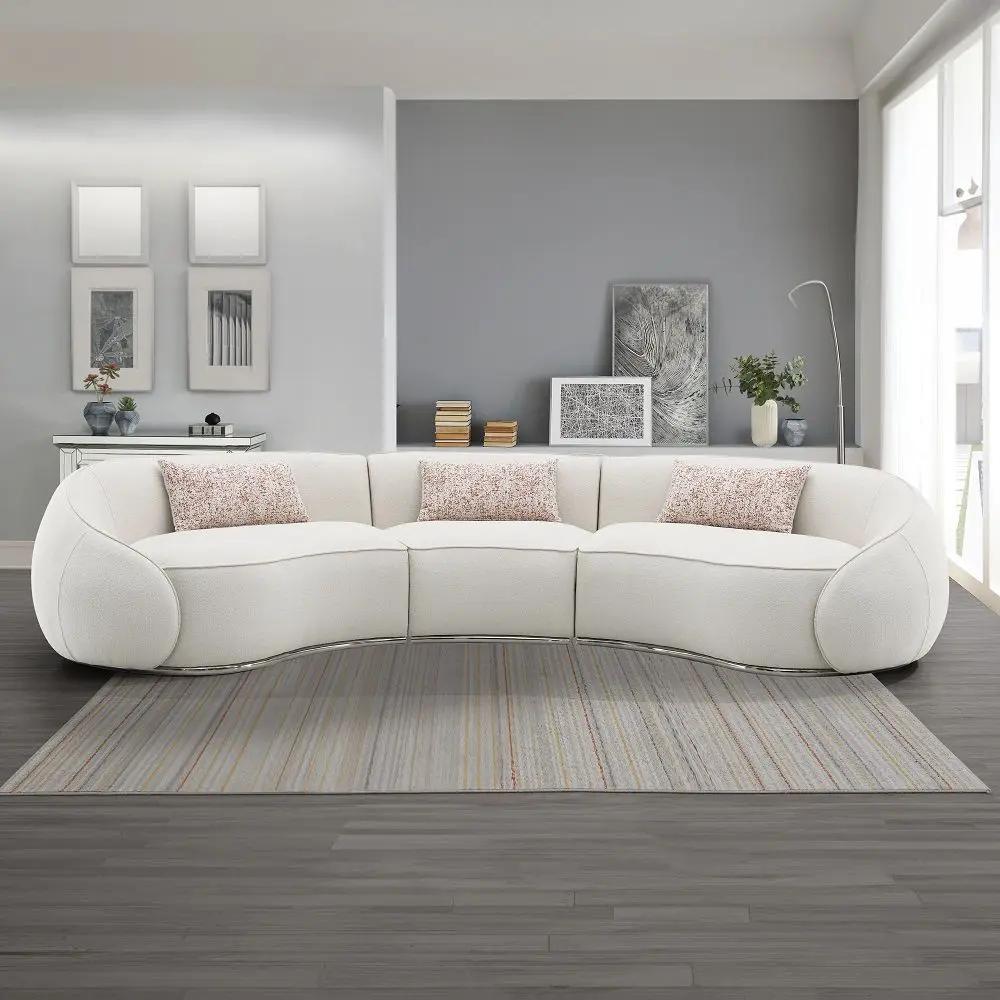Sahara - Sectional Sofa With 3 Pillows - Beige Boucle by Unique Piece Furniture