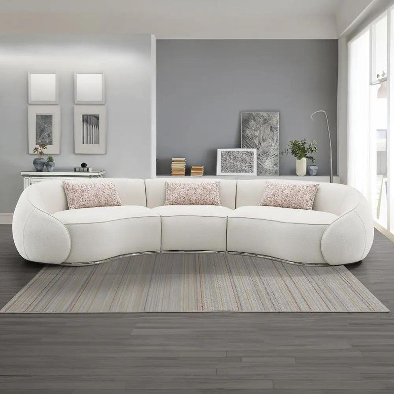 Sahara - Sectional Sofa With 3 Pillows - Beige Boucle by Unique Piece Furniture