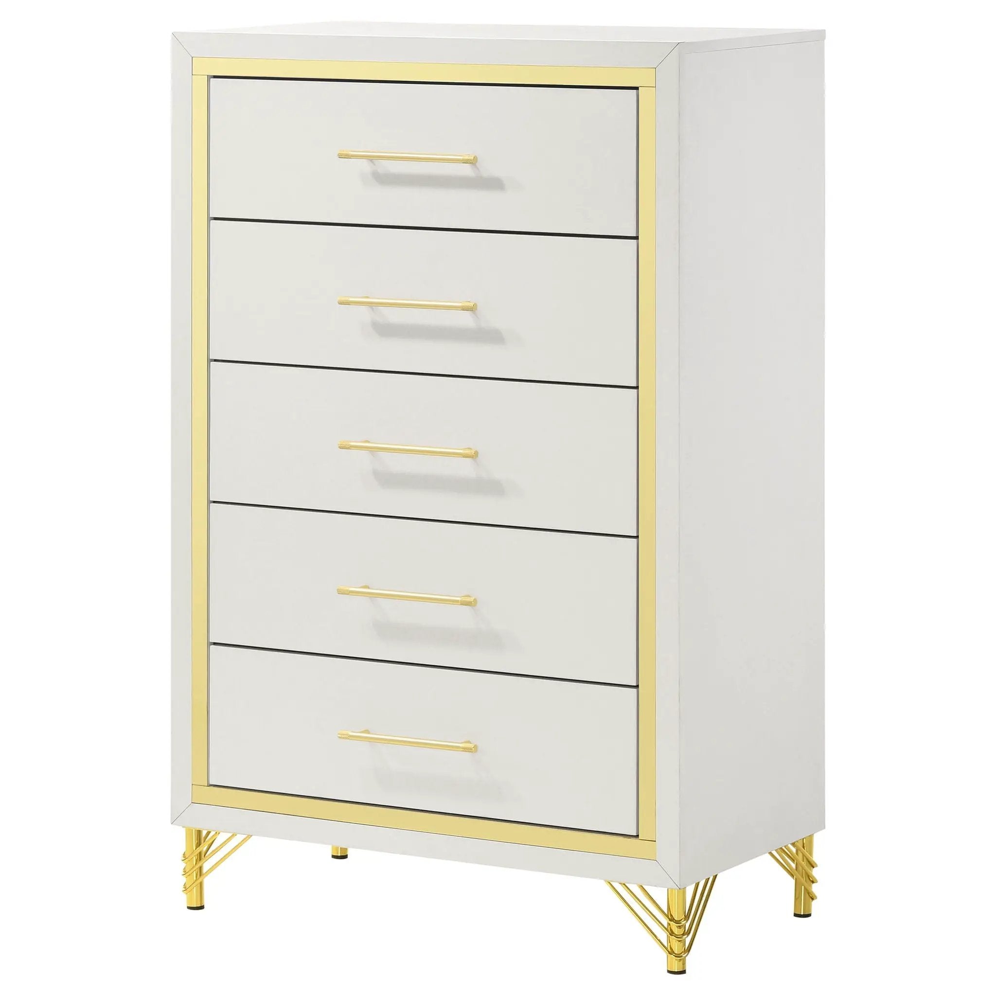 Lucia 5-drawer Bedroom Chest of Drawers White by Unique Piece Furniture